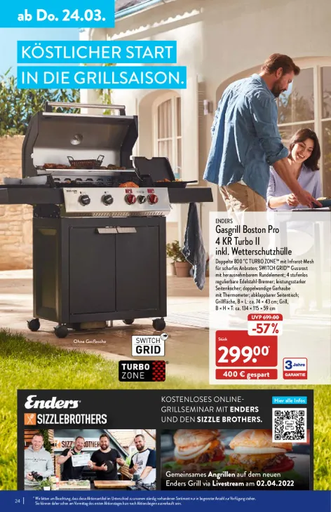 Gasgrill Boston Pro 4 KR Turbo II inkl. Wetterschutzhülle