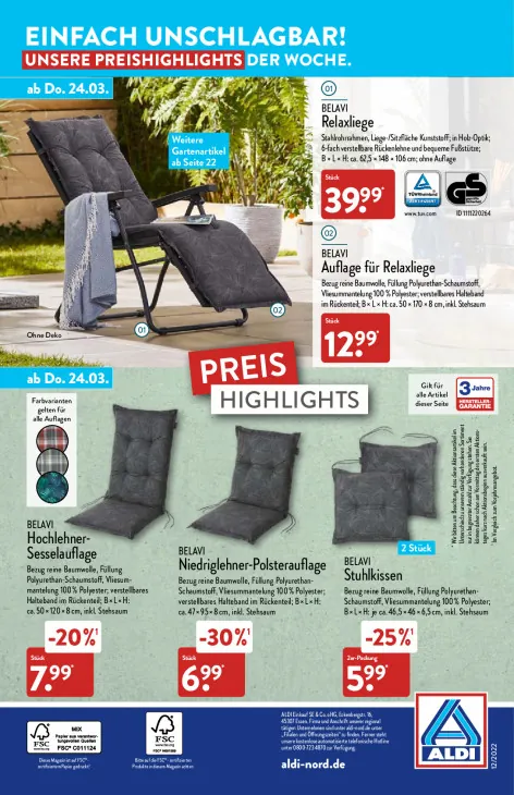 Auflage für Relaxliege