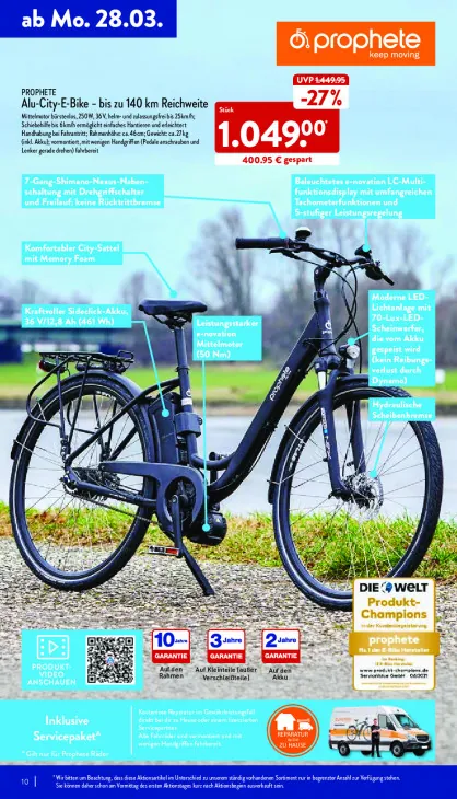 Alu-City-E-Bike - bis zu 140 km Reichweite