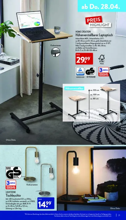 Höhenverstellbarer Laptoptisch