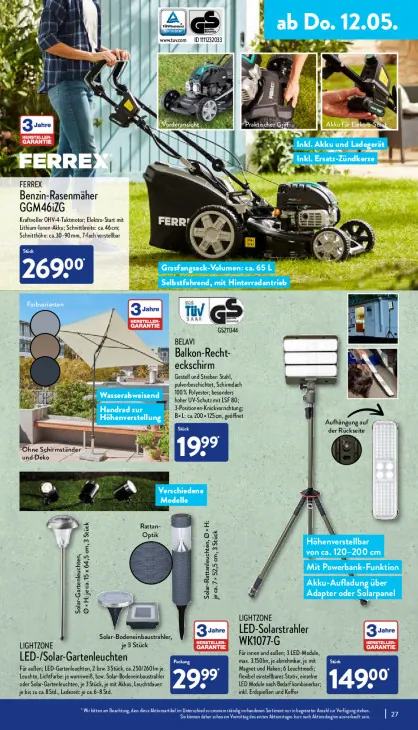 Balkon-Rechteckschirm