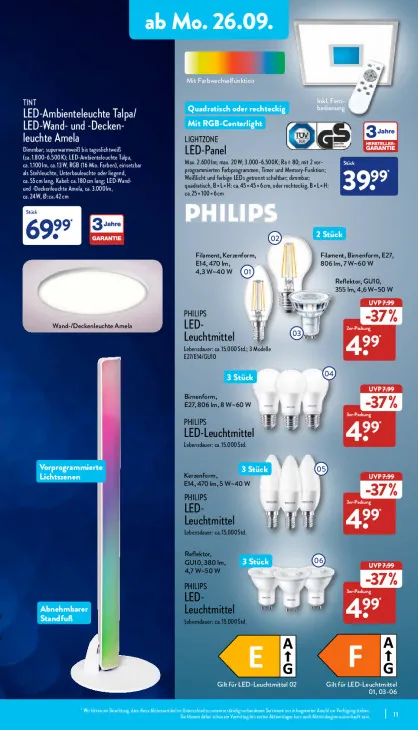 LED-Ambienteleuchte Talpa/LED-Wand- und -Deckenleuchte Amela