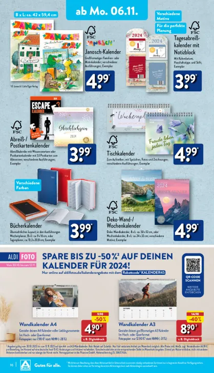 Abreiß-/Postkartenkalender