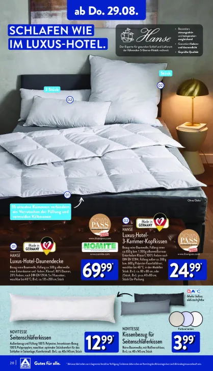 Kissenbezug für Seitenschläferkissen