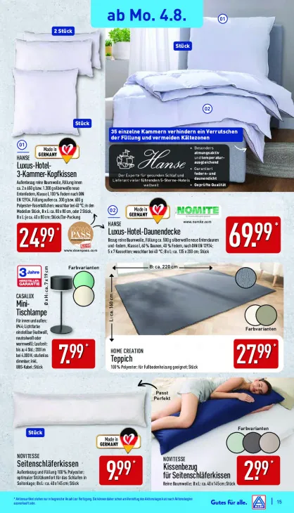 Kissenbezug für Seitenschläferkissen