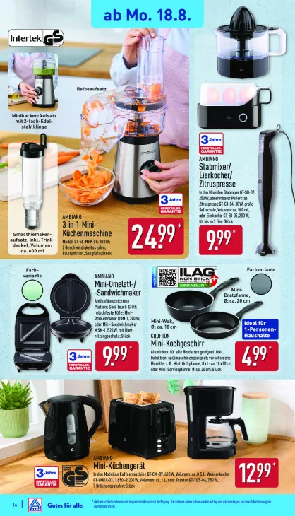 3-in-1-Mini-Küchenmaschine