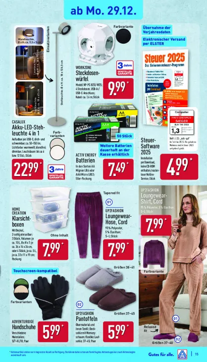 Akku-LED-Stehleuchte 4 in 1