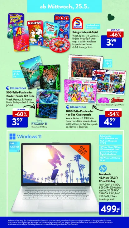 1000-Teile-Puzzle oder 4er-Set Kinderpuzzle