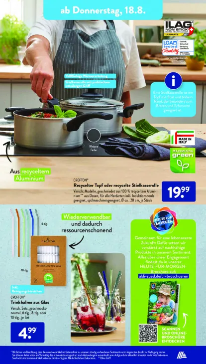 Recycelter Topf oder recycelte Stielkasserolle