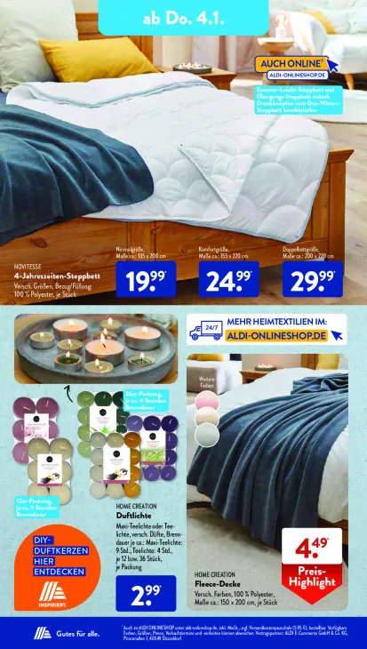 4-Jahreszeiten-Steppbett (Doppelbettgröße)