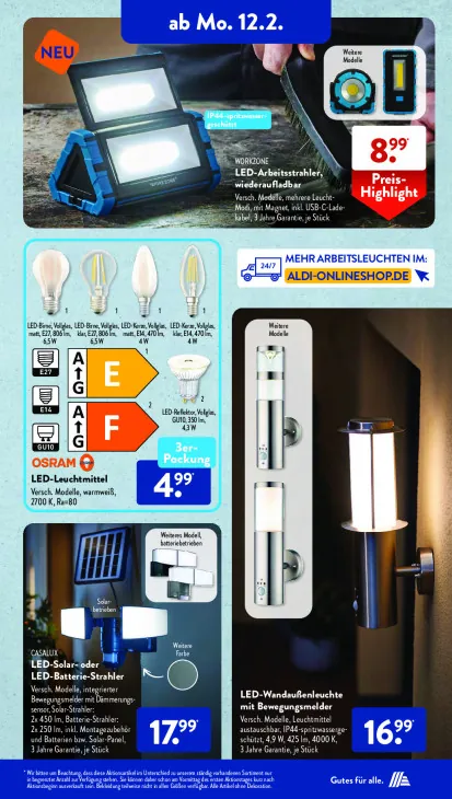 LED-Arbeitsstrahler, wiederaufladbar