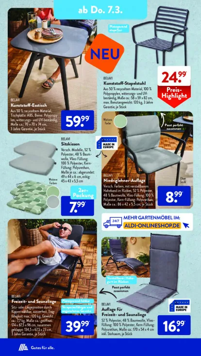 Auflage für Freizeit- und Saunaliege