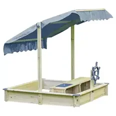 Holz-Sandkasten mit Dach