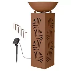 Solar-LED-Pflanzensäule, Gerade, Rostbraun