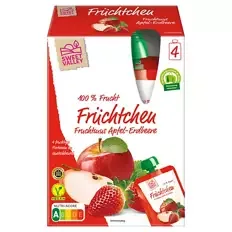 Früchtchen im Quetschbeutel 400 g, Apfel-Erdbeere