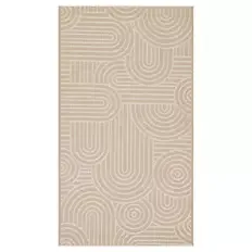 Innen-und Außenteppich 80 x 150 cm, Beige Kreise