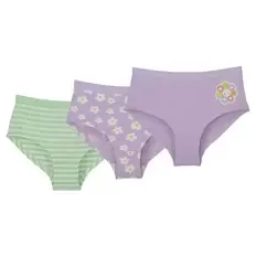 Kinder Unterwäsche 3er-Set Hipster, Lila/Grün, 98/104