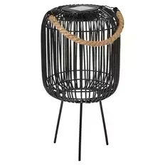 Solar-Geflechtlaterne, Oval, Schwarz