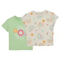 Kleinkinder T-Shirt, 2er-Pack, Grün/Weiß, 86/92
