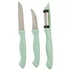Küchenmesser-Set, Grün, Messer/Schäler