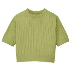 Damen Kurzarm-Pullover, Grün, S 36/38