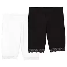 Damen Radler-Leggings 2er-Pack, Schwarz/Weiß, S 36/38
