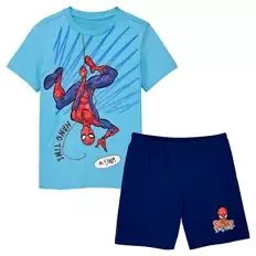 Kinder Shorty-Pyjama, Spidermann, Blau, 122/128