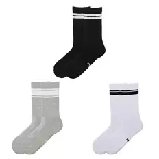 Damen und Herren Tennis-Socken 3er-Pack, Damen, Schwarz/Weiß/Grau, Gr. 35/38