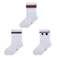 Damen und Herren Tennis-Socken 3er-Pack, Damen, Weiss/Rot/Blau, Gr. 35/38