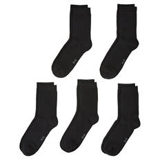 Damen und Herren Socken 5er-Pack, Schwarz, 35/38