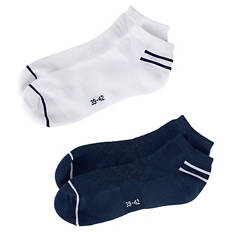Damen und Herren Socken, 2er-Pack, Low cut, Marine/Weiß 35/38