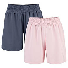Damen Sweatshorts 2er-Set, Rosa/Grau, S 36/38