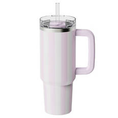 Isolierbecher 1.150 ml, Rosa/Weiß Streifen