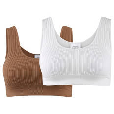 Damen BH Seamless, Weiß/Braun, S