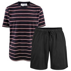 Herren Shorty-Pyjama, Schwarz, M