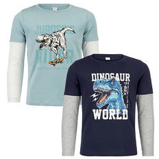 Kinder Langarmshirt 2er-Set, Grün/Marineblau, 98/104