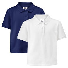 Kinder Poloshirt, 2er-Set, Marineblau/Weiß, 122/128