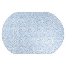 Tischdecke oder Platzsets, Tischdecke, 140 x 200cm Oval, Blume/Blau