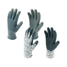 Damen und Herren Gartenhandschuhe 2er-Set, Blumendruck, S/7